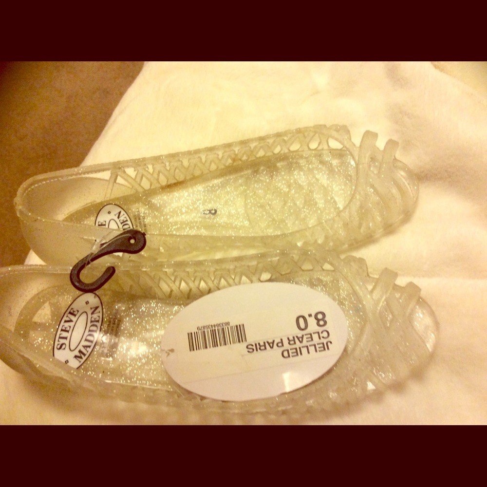 NWT Madden Shoes Jelly peep toe clear.